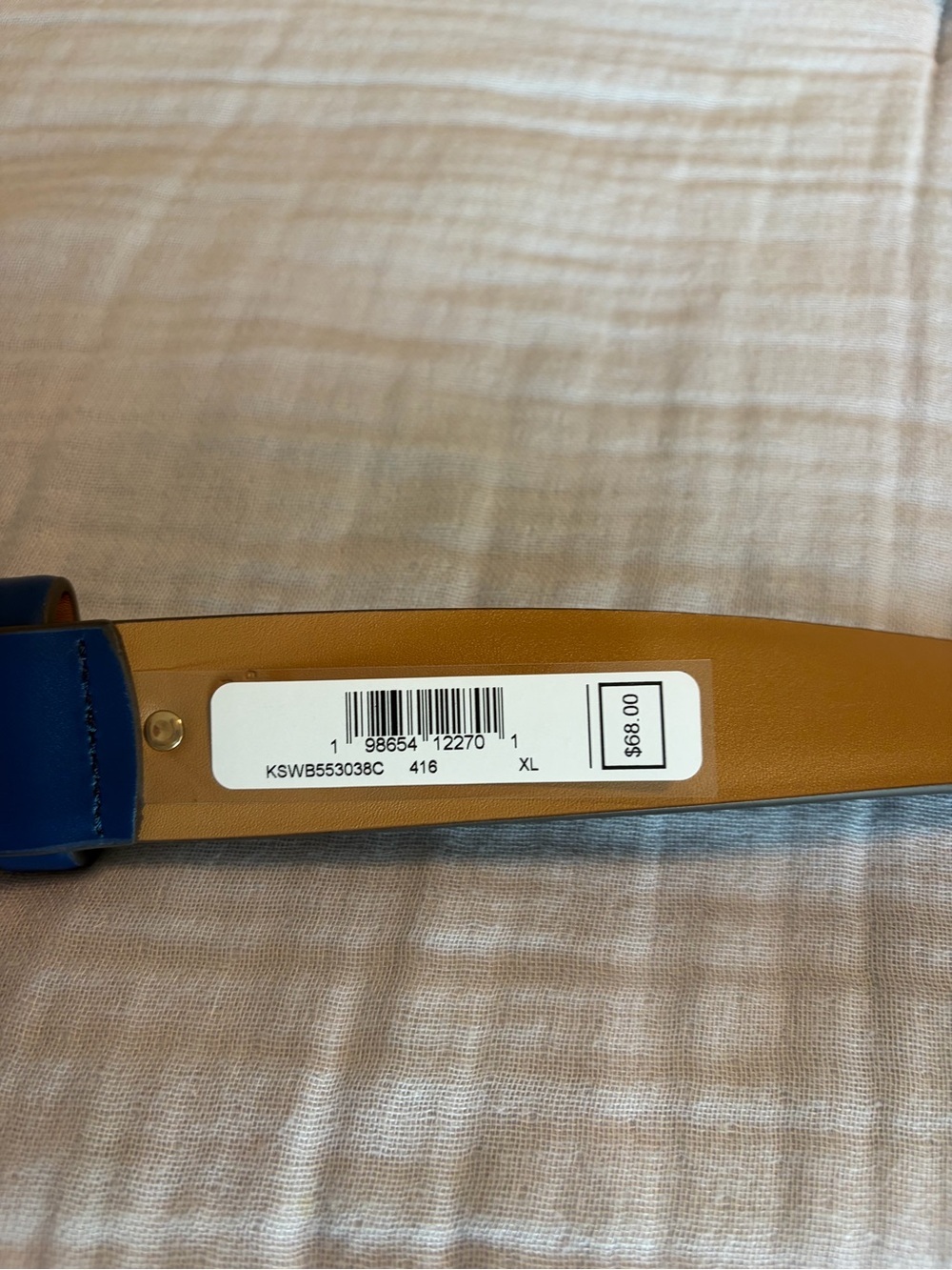 Kate Spade Women’s Blue Genuine Leather Belt with Gold-tone Hardware Sz XL - Picture 6 of 7